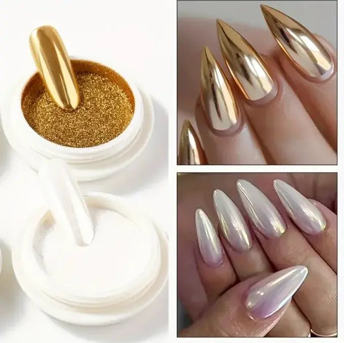 6 piéces poudre à ongles miroir chrome