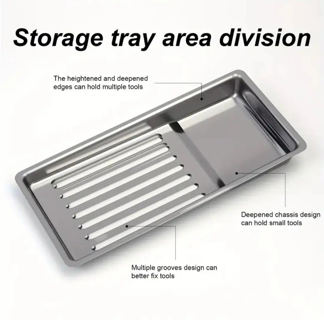 Plateau de Rangement Carré en Acier Inoxvdable