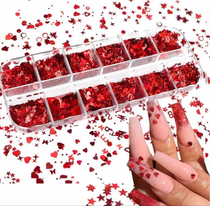 12 Paillettes rouges mixtes