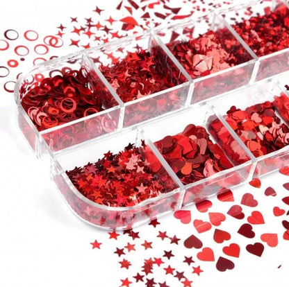 12 Paillettes rouges mixtes