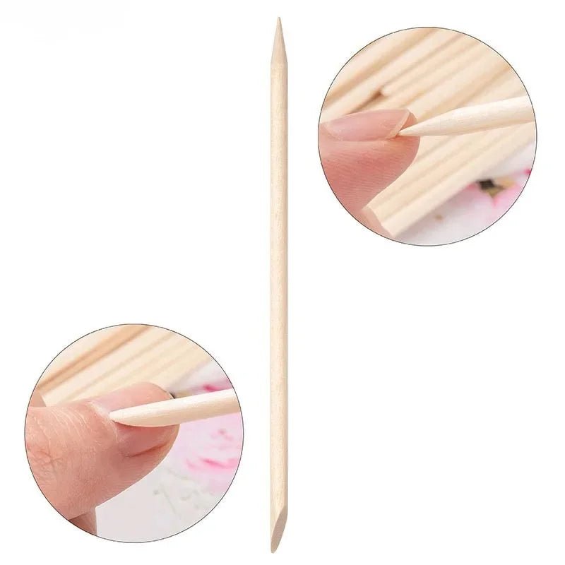 12 repousse cuticules en bois orange