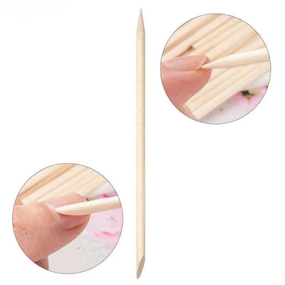 12 repousse cuticules en bois orange