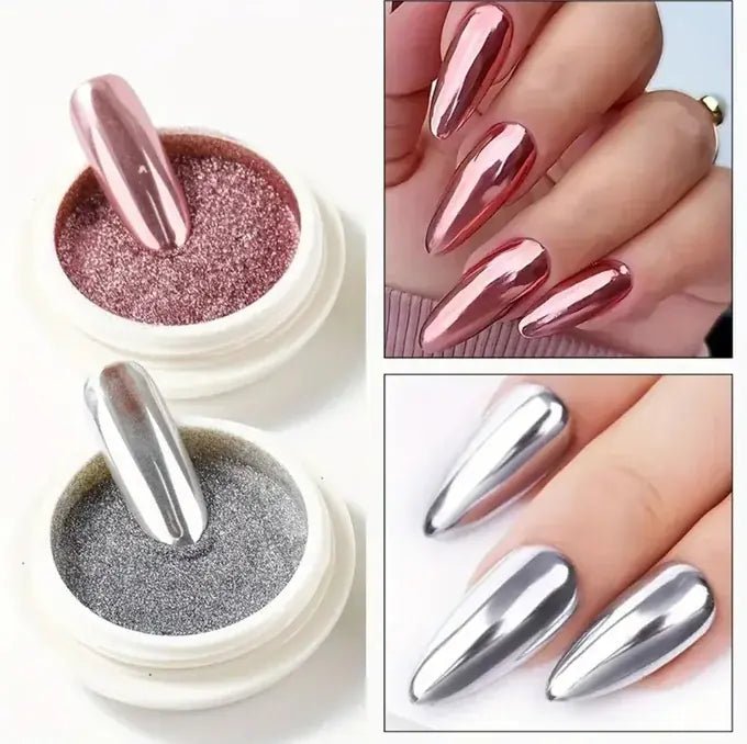 6 piéces poudre à ongles miroir chrome