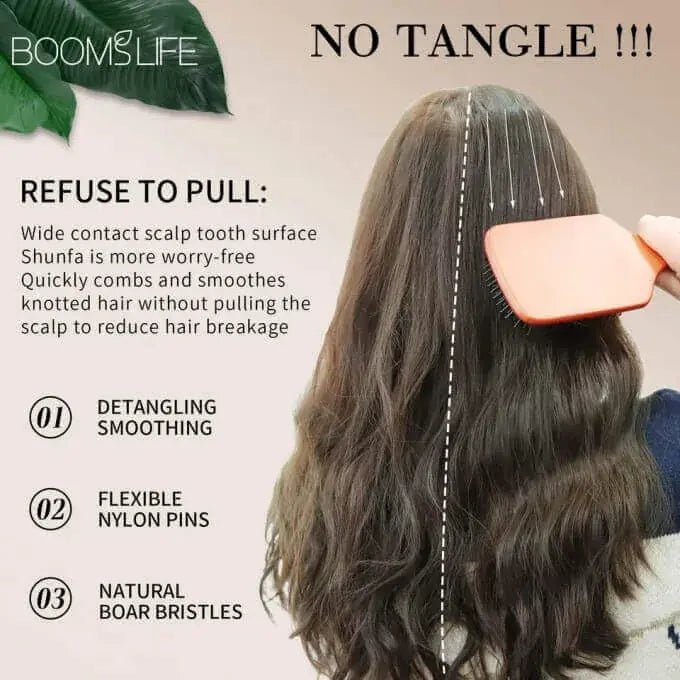 Brosse cheveux à airbag en bois