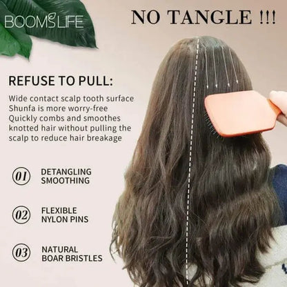 Brosse cheveux à airbag en bois