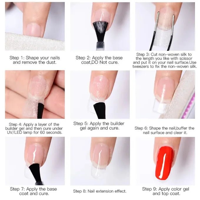 Extention d'ongles en soie 10 piéces