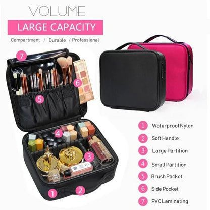 Organisateur rose de maquillage professionnel