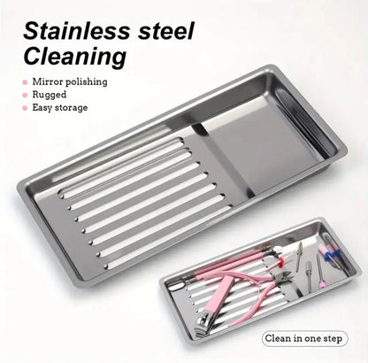 Plateau de Rangement Carré en Acier Inoxvdable