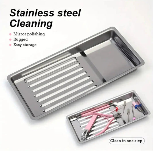 Plateau de Rangement Carré en Acier Inoxvdable