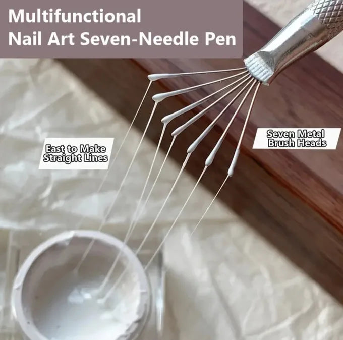 Stylo à 7 aiguilles pour nail art inoxydable
