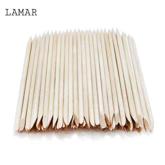 12 repousse cuticules en bois orange